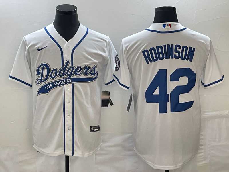 Men%27s Los Angeles Dodgers #42 Jackie Robinson White With Patch Cool Base Stitched Baseball Jersey->los angeles dodgers->MLB Jersey